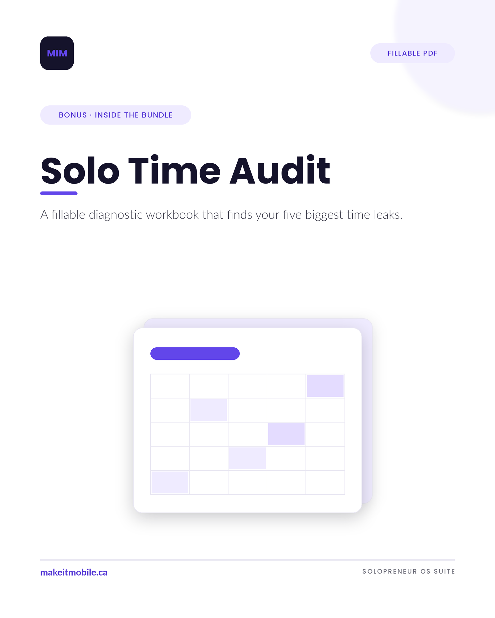 Solo Time Audit — Fillable Diagnostic Workbook (Bonus)